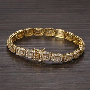 14K Gold 8" Mens 2ct Square Diamond Tennis Bracelet 14 Karat Silver Jewelry